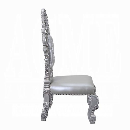 Acme Valkyrie Synthetic Leather & Antique Platinum Side Chair (Set-2) - Image 4
