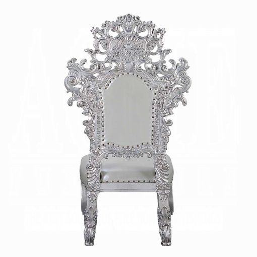 Acme Valkyrie Synthetic Leather & Antique Platinum Side Chair (Set-2) - Image 5