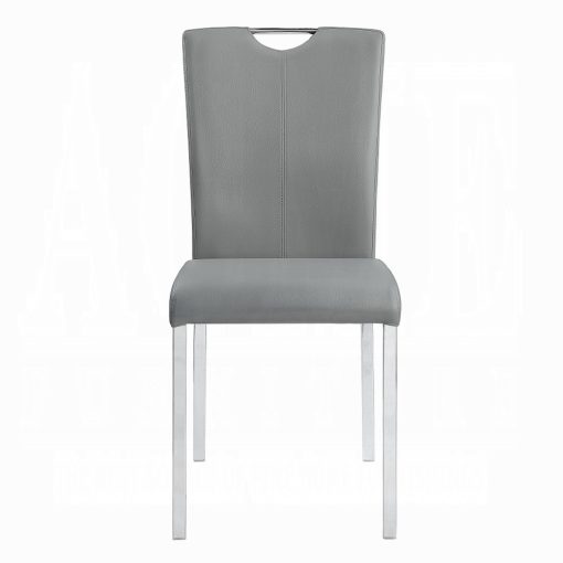 Acme Pagan Gray Synthetic Leather & Chrome Side Chair Set of 2 - Image 3