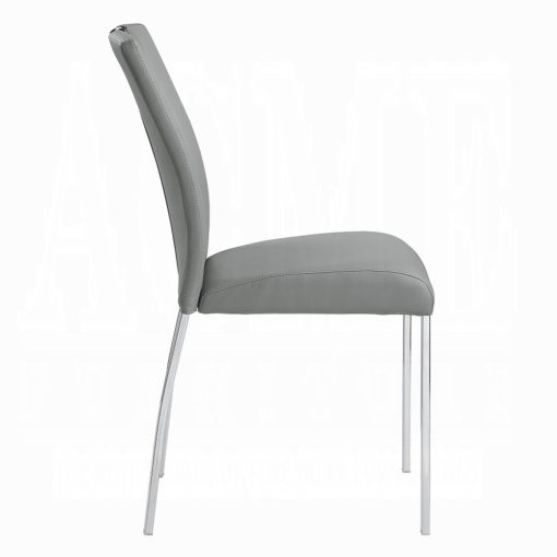 Acme Pagan Gray Synthetic Leather & Chrome Side Chair Set of 2 - Image 4