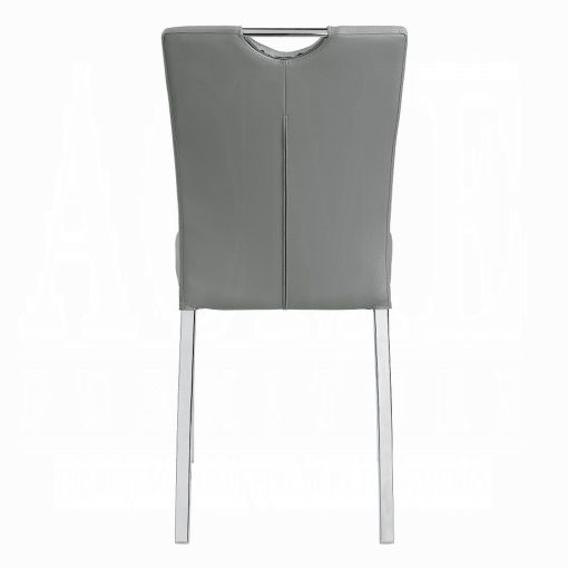 Acme Pagan Gray Synthetic Leather & Chrome Side Chair Set of 2 - Image 5