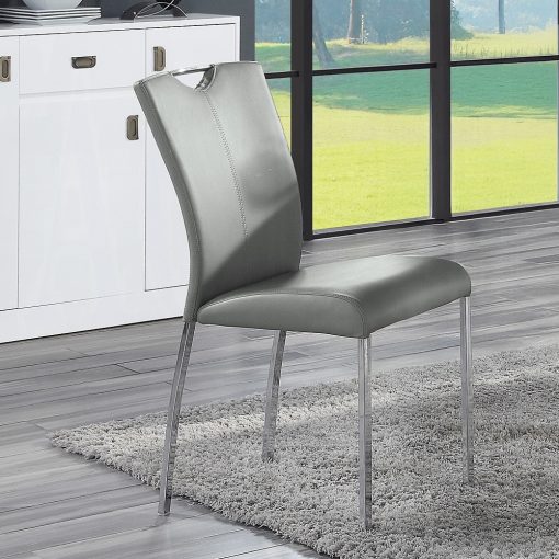 Acme Pagan Gray Synthetic Leather & Chrome Side Chair Set of 2