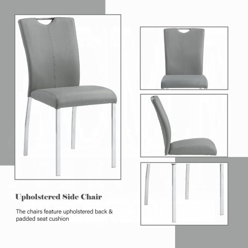 Acme Pagan Gray Synthetic Leather & Chrome Side Chair Set of 2 - Image 8