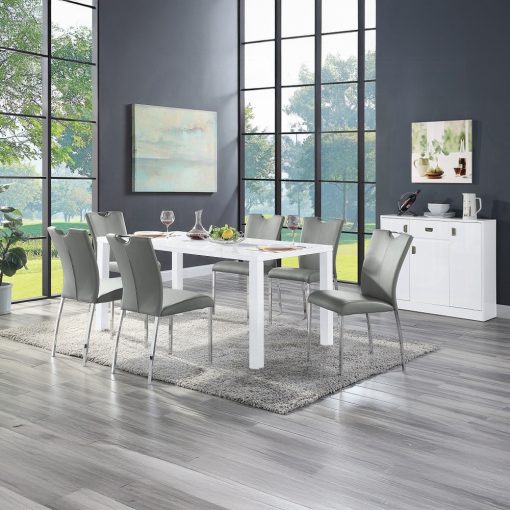Acme Pagan Gray Synthetic Leather & Chrome Side Chair Set of 2 - Image 9