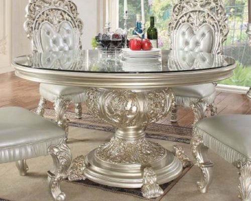 Acme Sandoval Champagne Round Dining Table