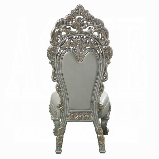 Acme Sandoval Beige Synthetic Leather & Champagne Side Chair Set of 2 - Image 4