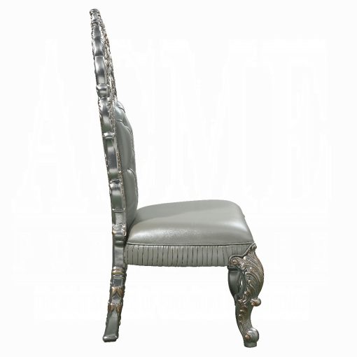 Acme Sandoval Beige Synthetic Leather & Champagne Side Chair Set of 2 - Image 3