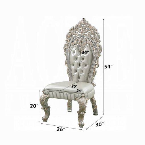 Acme Sandoval Beige Synthetic Leather & Champagne Side Chair Set of 2 - Image 7