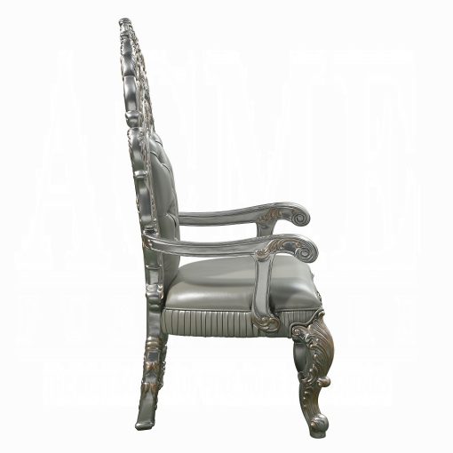 Acme Sandoval Beige Synthetic Leather & Champagne Arm Chair (Set-2) - Image 4