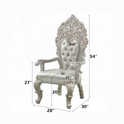 Acme Sandoval Beige Synthetic Leather & Champagne Arm Chair (Set-2) - Image 6