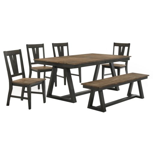 Intercon Harper Brushed Brown and Pecan Trestle Table - Image 3