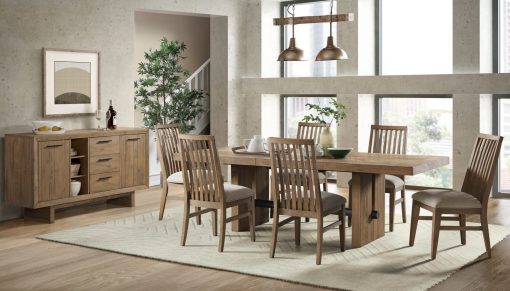 Intercon Landmark Weathered Oak Trestle Dining Table - Image 5