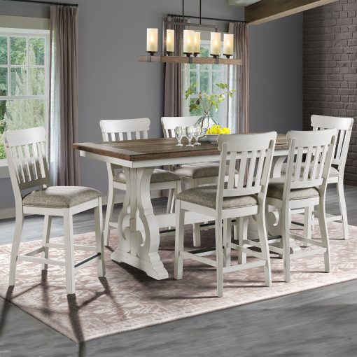 Intercon Drake Rustic White and French Oak Counter Table - Image 3