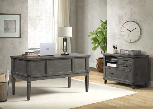 Intercon Foundry Brushed Pewter 60" Half Ped Desk - Image 3
