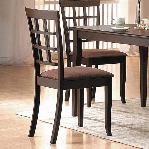 Acme Cardiff Dark Brown Microfiber & Espresso Side Chair - Set of 2