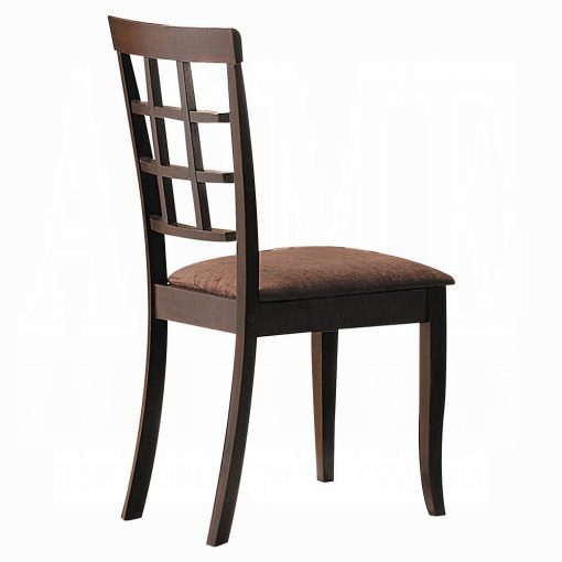Acme Cardiff Dark Brown Microfiber & Espresso Side Chair - Set of 2 - Image 2