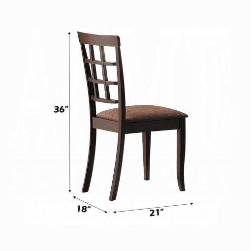 Acme Cardiff Dark Brown Microfiber & Espresso Side Chair - Set of 2 - Image 3