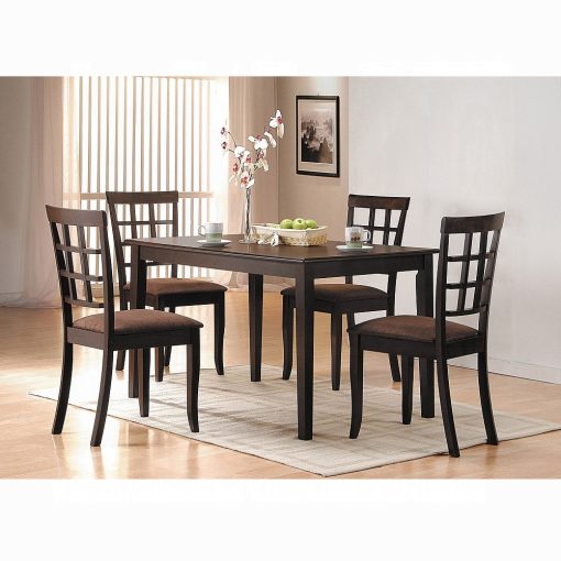 Acme Cardiff Dark Brown Microfiber & Espresso Side Chair - Set of 2 - Image 4