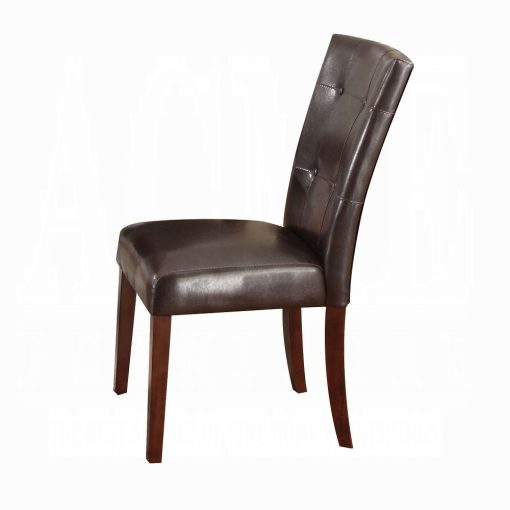 Acme Britney Espresso Synthetic Leather & Walnut Side Chair - Set of 2 - Image 2