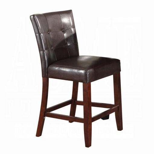 Acme Britney Espresso Synthetic Leather & Walnut Counter Height Chair - Set of 2