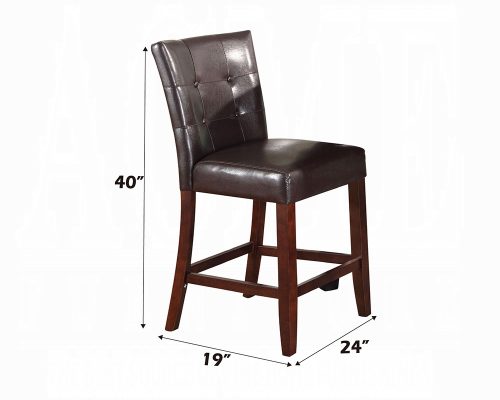 Acme Britney Espresso Synthetic Leather & Walnut Counter Height Chair - Set of 2