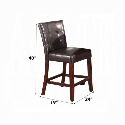 Acme Britney Espresso Synthetic Leather & Walnut Counter Height Chair - Set of 2