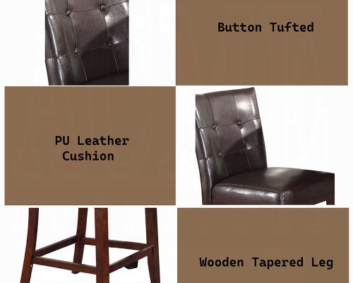 Acme Britney Espresso Synthetic Leather & Walnut Counter Height Chair - Set of 2