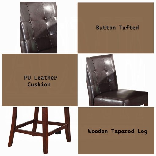 Acme Britney Espresso Synthetic Leather & Walnut Counter Height Chair - Set of 2