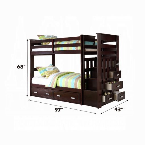 Acme Allentown Espresso Twin/Twin Bunk Bed W/Trundle & Storage - Image 3