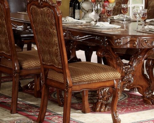 Acme Dresden Fabric & Cherry Oak Side Chair - Set of 2