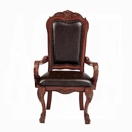 Acme Dresden Synthetic Leather & Cherry Oak Arm Chair - Set of 2 - Image 3