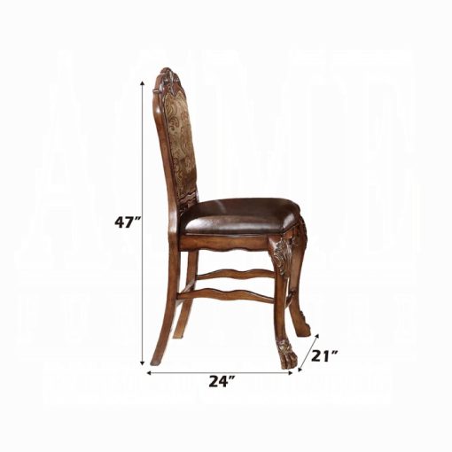 Acme Dresden Synthetic Leather & Cherry Oak Counter Height Chair - Set of 2 - Image 2