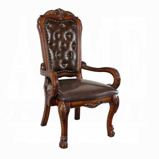 Acme Dresden Synthetic Leather & Cherry Oak Executive Office Chair - Image 2