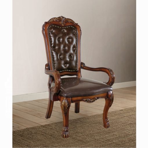 Acme Dresden Synthetic Leather & Cherry Oak Executive Office Chair