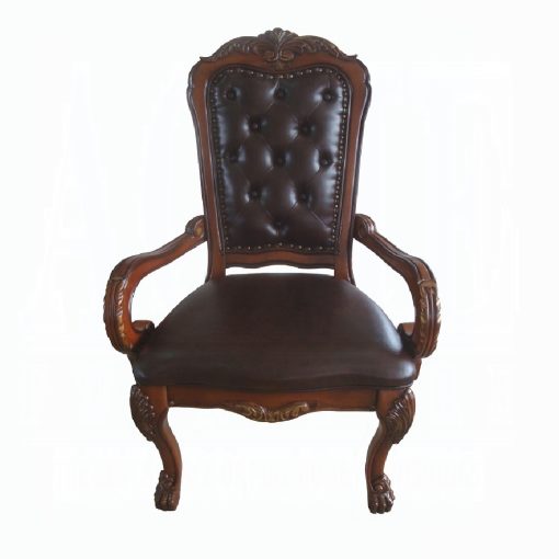 Acme Dresden Synthetic Leather & Cherry Oak Executive Office Chair - Image 3