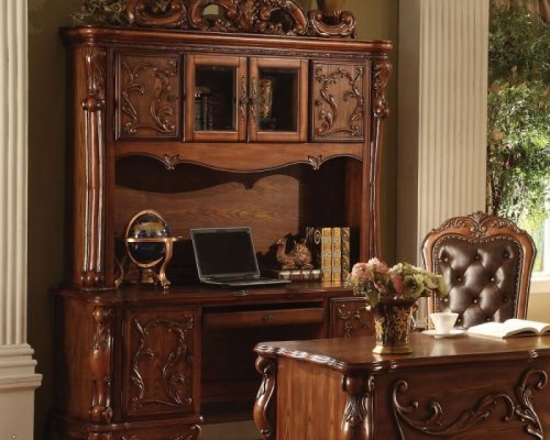 Acme Dresden Cherry Oak Executive Computer Desk with Hutch