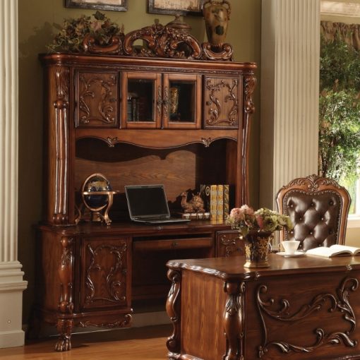 Acme Dresden Cherry Oak Executive Computer Desk with Hutch