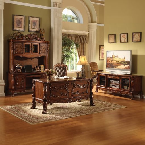 Acme Dresden Cherry Oak Executive Computer Desk with Hutch - Image 3