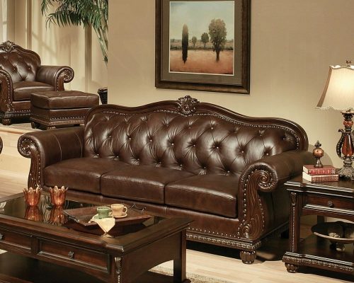 Acme Anondale Espresso Top Grain Leather Match & Cherry Sofa