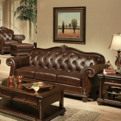 Acme Anondale Espresso Top Grain Leather Match & Cherry Sofa