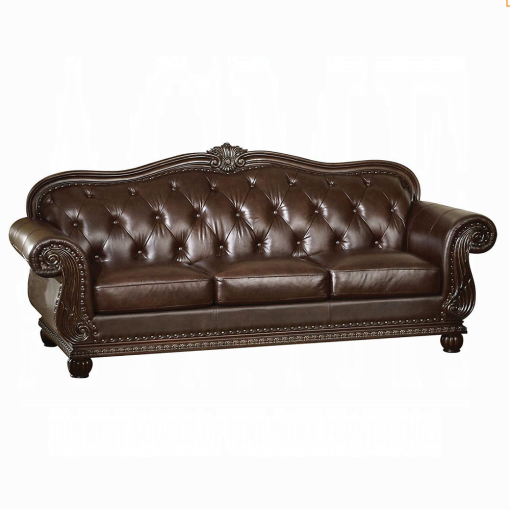 Acme Anondale Espresso Top Grain Leather Match & Cherry Sofa - Image 2
