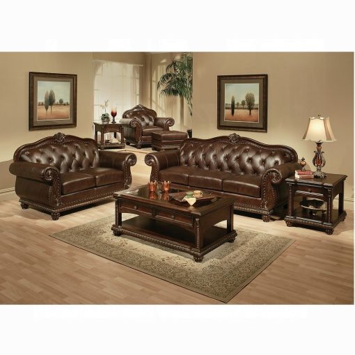 Acme Anondale Espresso Top Grain Leather Match & Cherry Sofa - Image 3