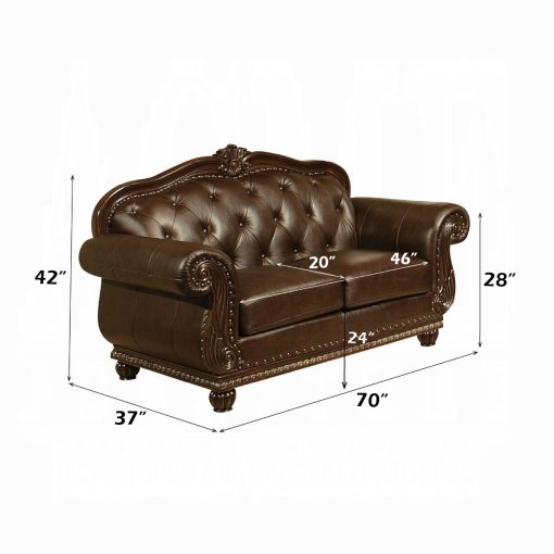 Acme Anondale Espresso Top Grain Leather Match & Cherry Loveseat - Image 3