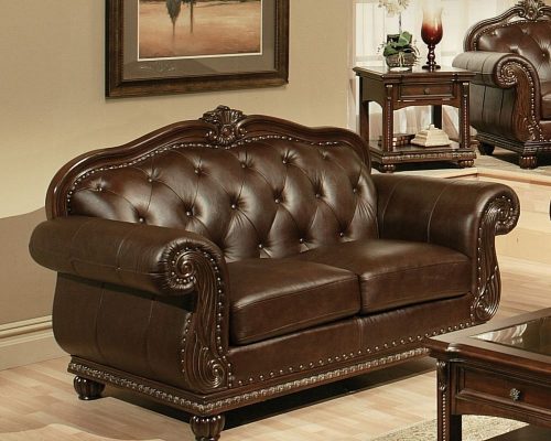 Acme Anondale Espresso Top Grain Leather Match & Cherry Loveseat