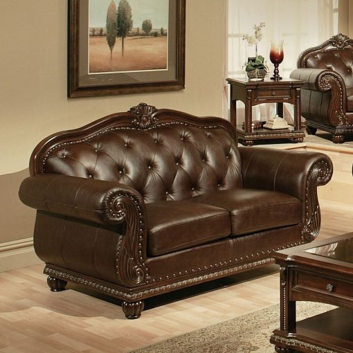 Acme Anondale Espresso Top Grain Leather Match & Cherry Loveseat