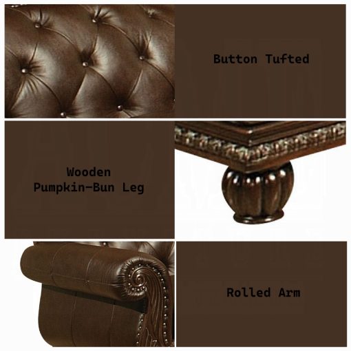 Acme Anondale Espresso Top Grain Leather Match & Cherry Loveseat - Image 4