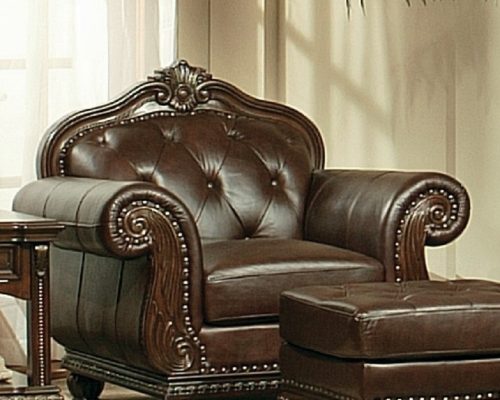 Acme Anondale Espresso Top Grain Leather Match & Cherry Chair