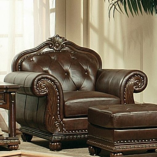Acme Anondale Espresso Top Grain Leather Match & Cherry Chair