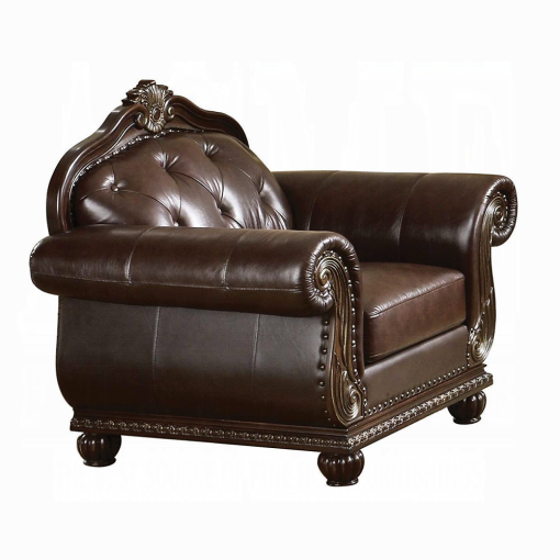 Acme Anondale Espresso Top Grain Leather Match & Cherry Chair - Image 2