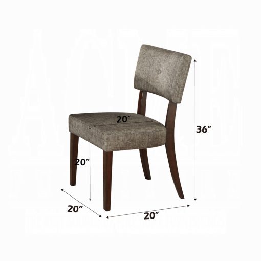 Acme Drake Gray Fabric & Espresso Side Chair - Set of 2 - Image 3